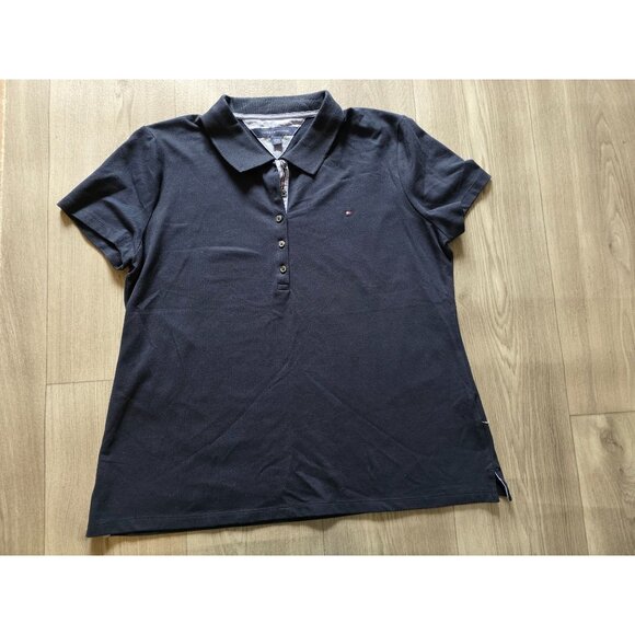 Tommy Hilfiger Womens Navy Blue Polo Shirt Short Sleeve Button Top XL - Picture 3 of 7